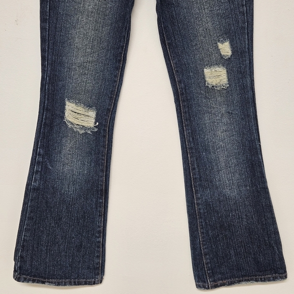 21 LEVI'S 518 DISTRESSED SUPERLOW BOOT CUT JEANS SIZE 1M - Picture 7 of 16